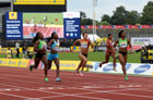 From left to right: winner Bianca Knight, Shalonda Solomon, Jodie Williams, Aleen Bailey and Stephanie Durst, 200 metres, 2011 Aviva London Grand Prix